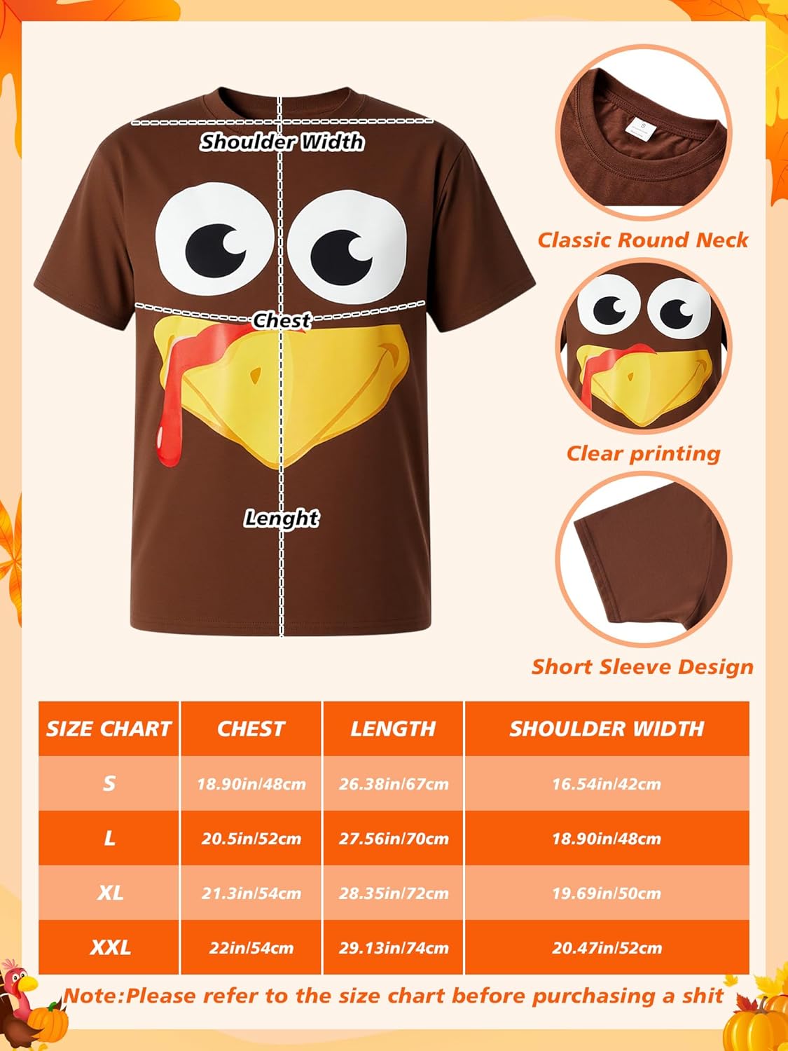 4 Pcs Thanksgiving Turkey Costumes Set for Women Turkey Trot Outfit Hat T-Shirt Socks Sunglasses for Cosplay Party - Image 3