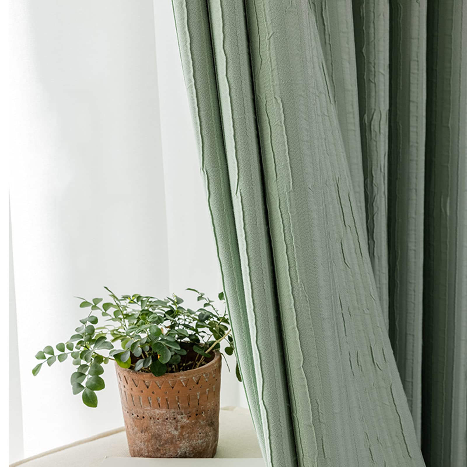 2 Paneles Cortinas Opacas Estilo japones Lápiz Pliegue Cortina Blackout Lápiz Pliegue para Salón Habitación y Dormitorio,Verde,W140xL270cm