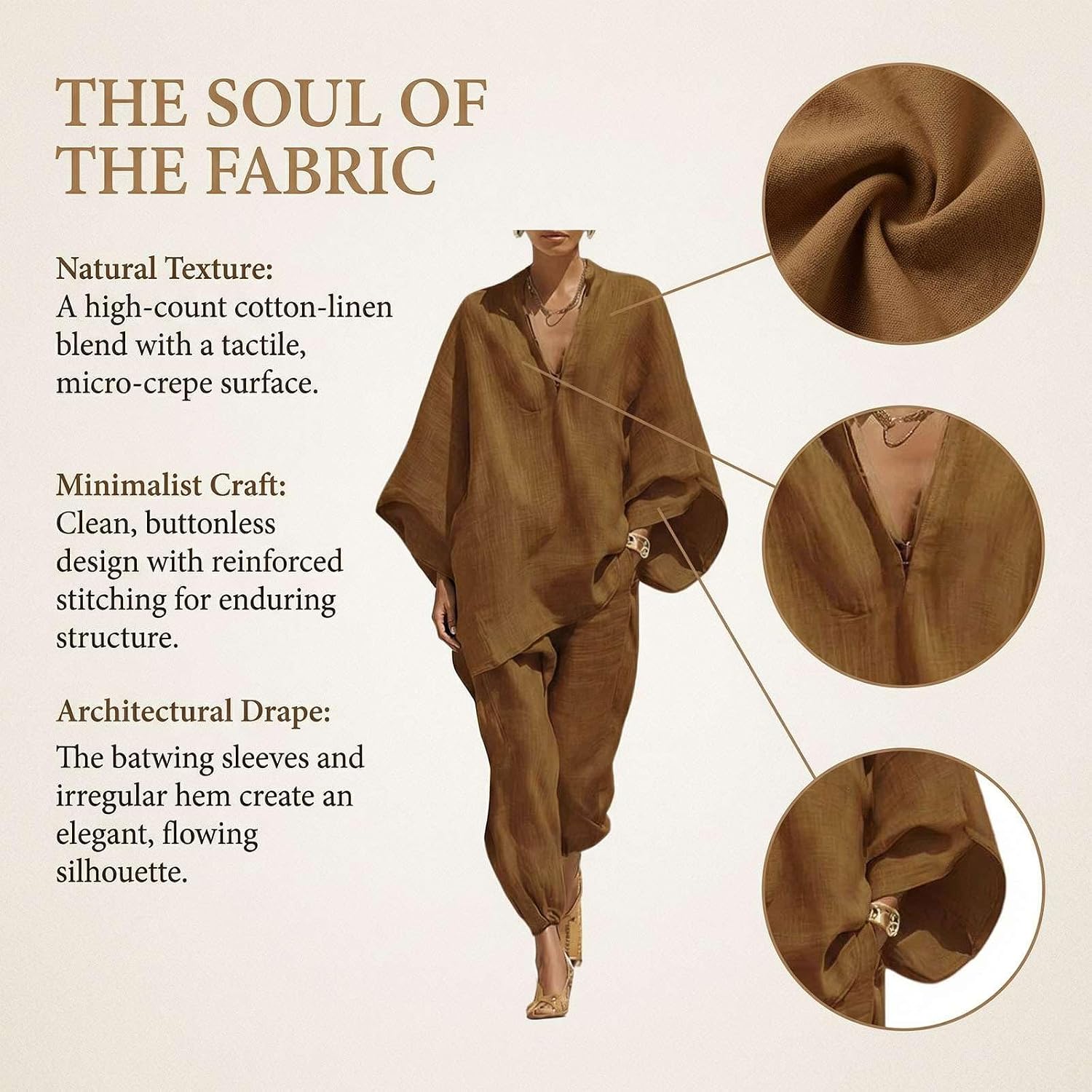 2026 New Women's Batwing Sleeve Linen Cotton Two Piece Set V Neck Loose Shirt Harem Pants Summer Vacation Outfit