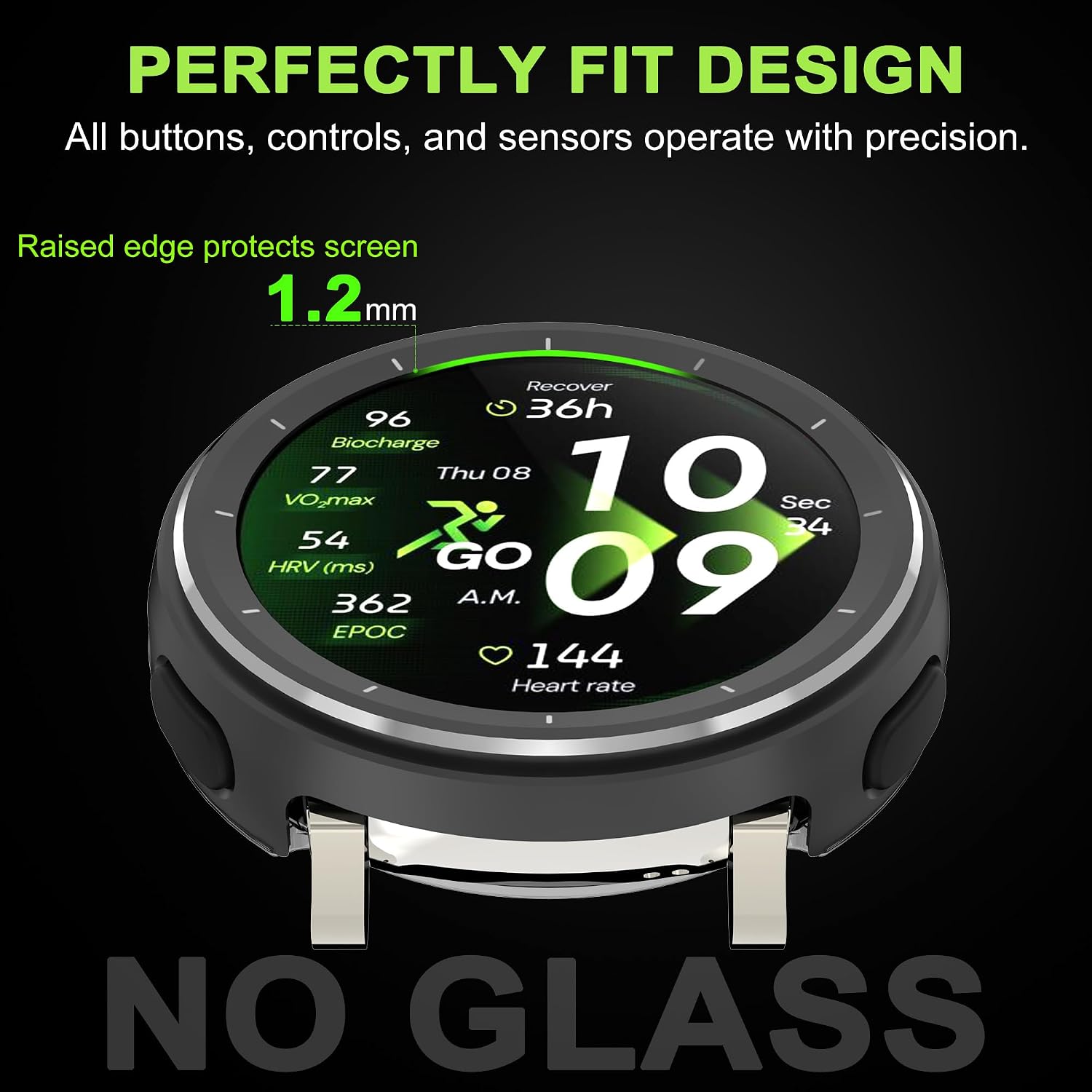 Metal Case for Amazfit Active 3 Premium, 2 in 1 Hard PC Back Cover Military-Grade Rugged Shockproof Bumper Smartwatch Protective Cover with Cleaning Cloth Accessories for Men Women(Dark Gray) image 5