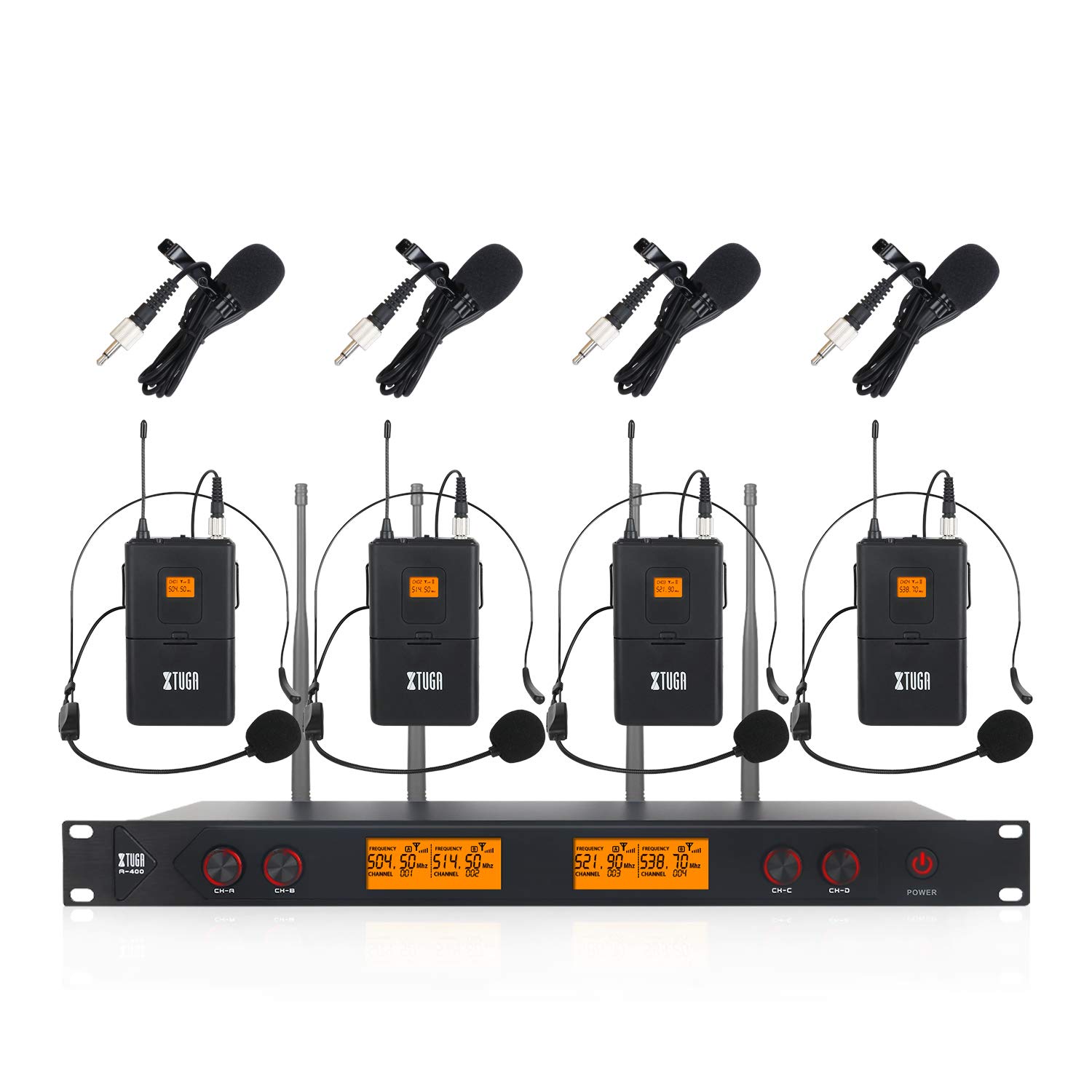 Amazon.com: XTUGA A400 4-Channel UHF Wireless Microphone System