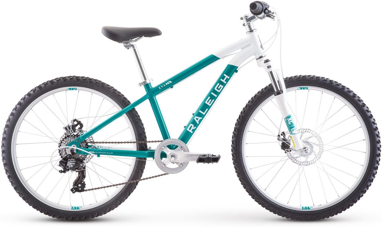 Raleigh Bikes Eva 24 Kids Hardtail Mountain Bike for Girls Youth 8-12 Years Old, Teal