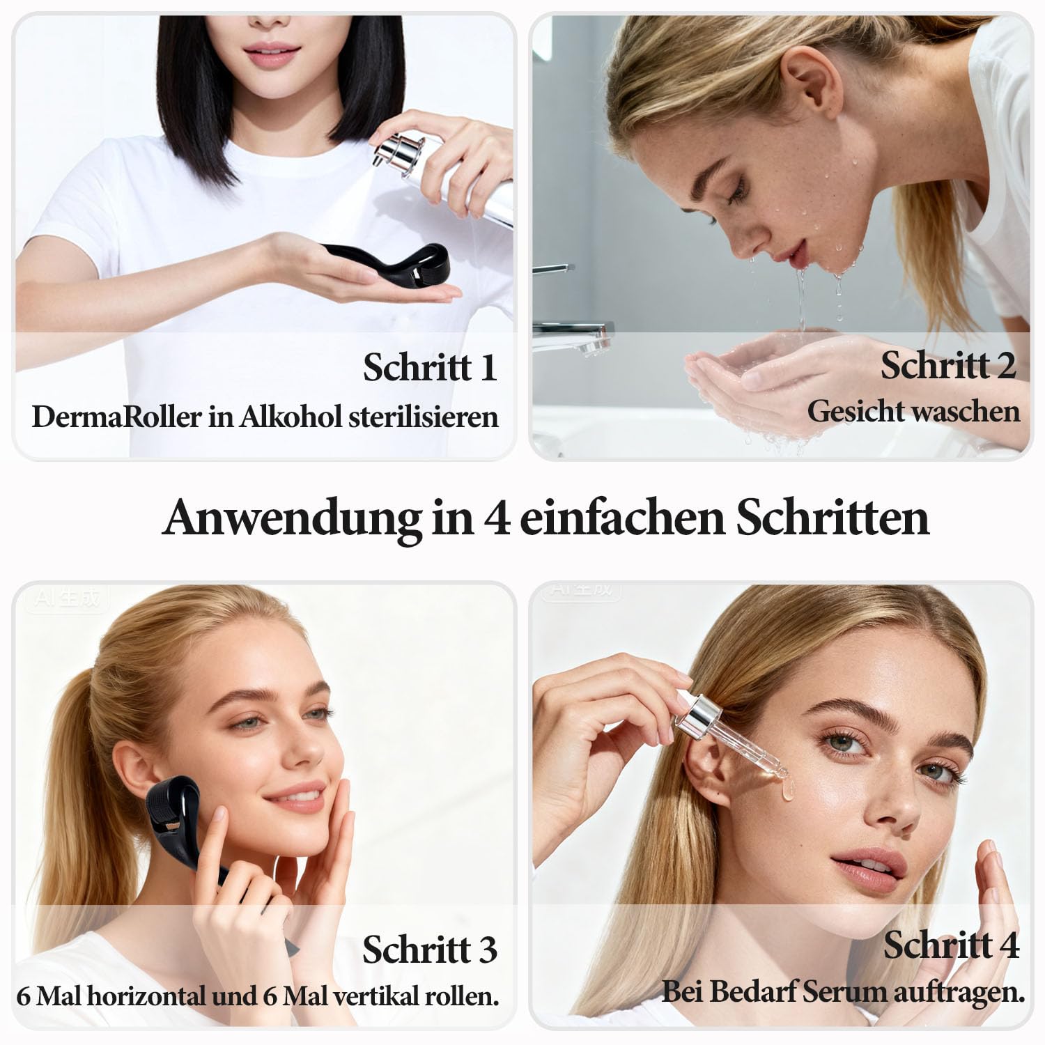 Rullo da bar 1,5 mm - 540 Titan Derma roller per la crescita della barba e dei capelli, Micronago per viso, cuoio capelluto e corpo, aghi in titanio per uomini e donne, con effetto anti invecchiamento