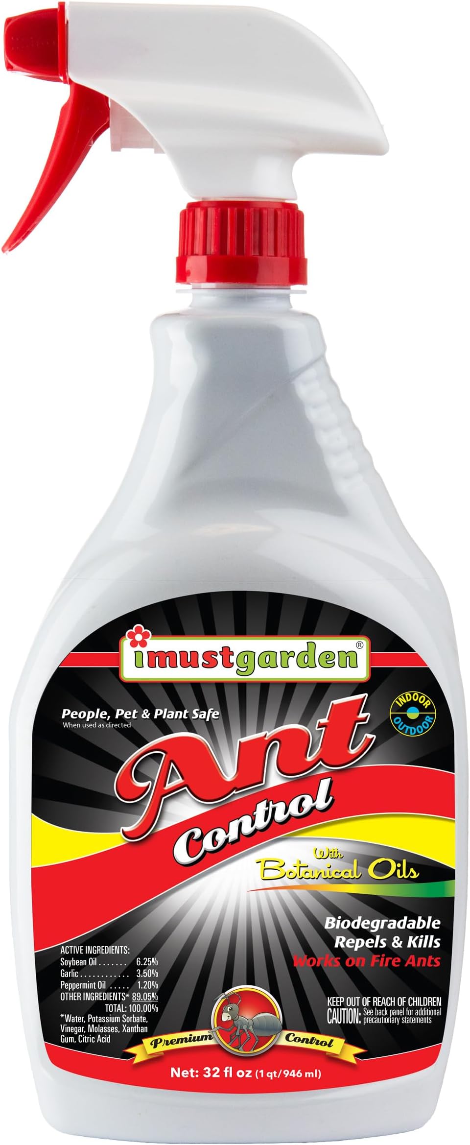 I Must Garden Ant Control - Kills & Repels - Pet & People Safe - Fast-Acting Natural Ant Repellent Spray for Indoor & Outdoor Use - 32oz Spray