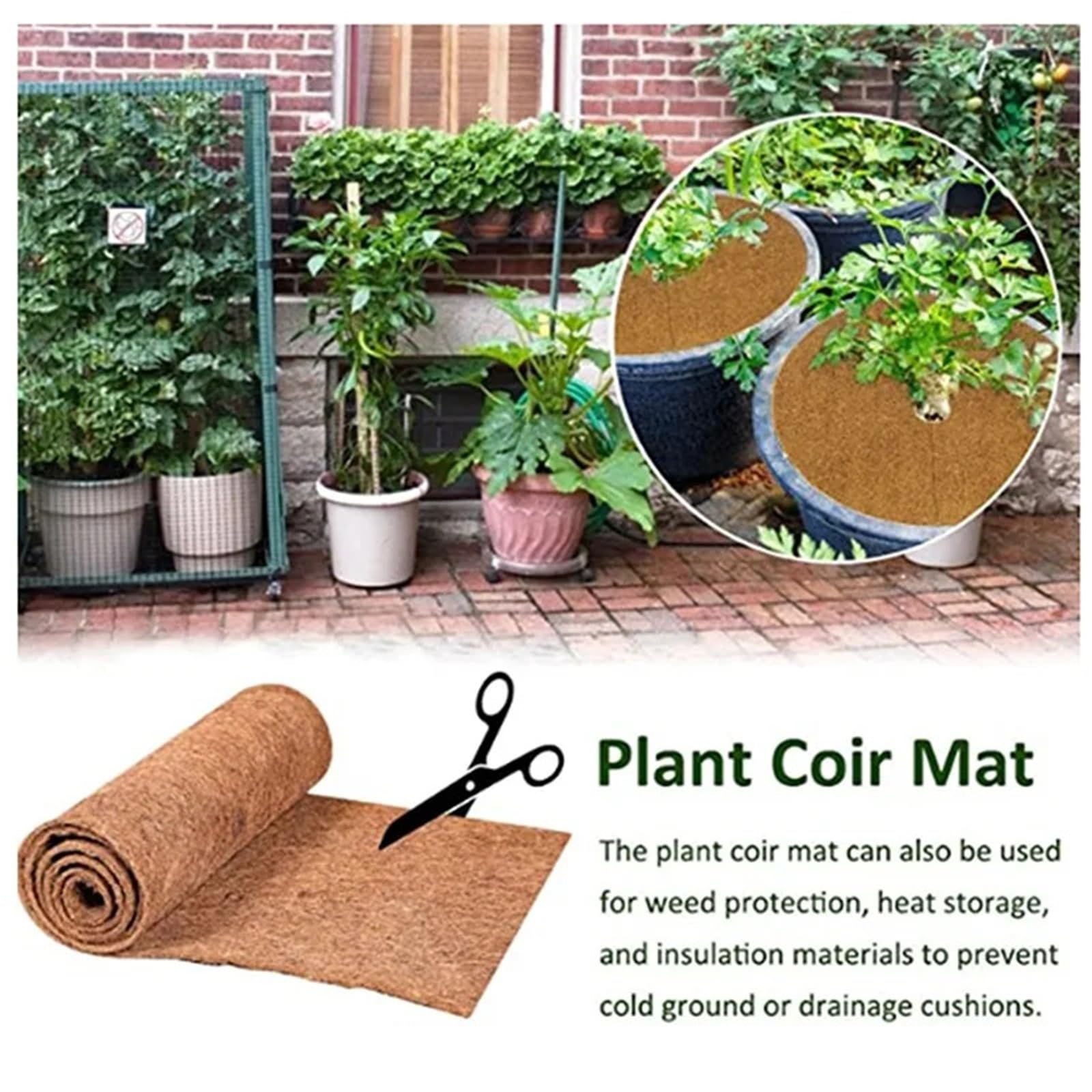 Rotolo di fibre vegetali Tappetino for rettili Forniture for lettiera Isolamento Cesto for fiori Fodera in fibra di cocco Foglio invernale(200cmx50cm)