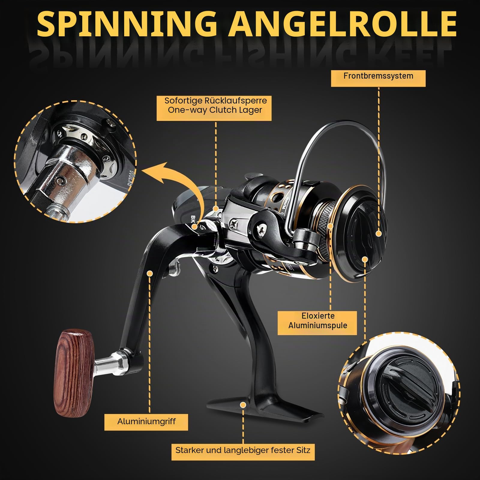Teleskopangel Angelrolle 2,1m, Kohlefaser Angelrute, Angelset Teleskop-Rute mit Rolle, Ködern, Angelzubehör und Angel-Tasche Kombi zum Angeln in Salzwasser und Süßwasser
