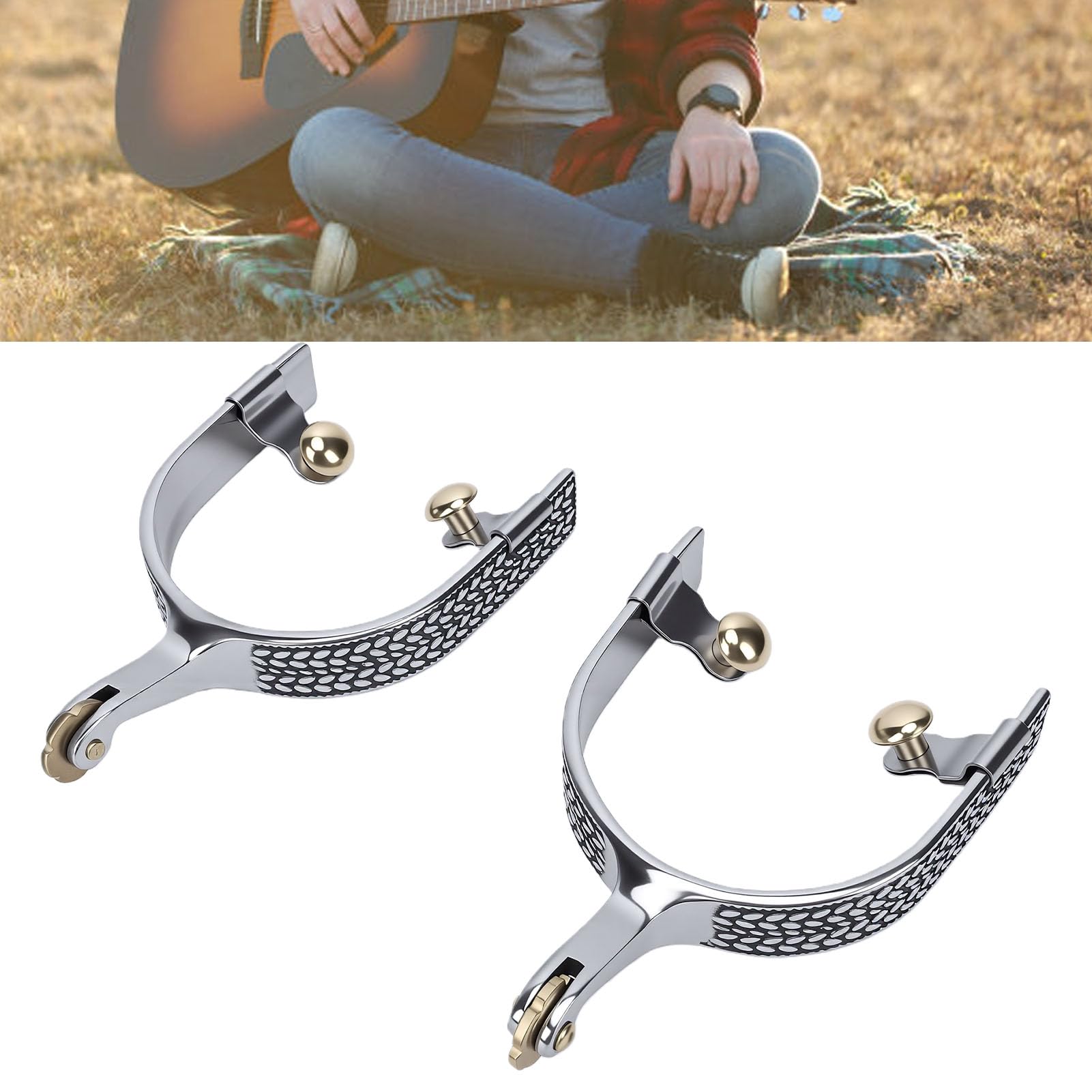 1 par de Espuelas de Caballo de Vaquero Occidental de Acero Inoxidable con Engranaje | Accesorios de equitación ecuestre para hombres, juego de engranajes de arranque para equitación occidental y uso de tachuelas