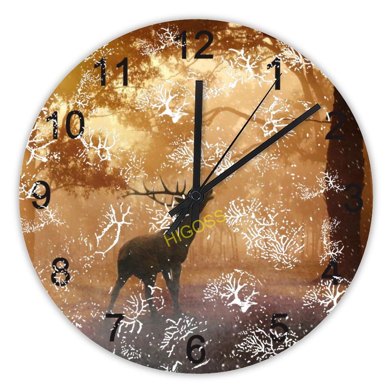 Décoration de ferme rustique horloge murale ronde en bois noble 38 cm