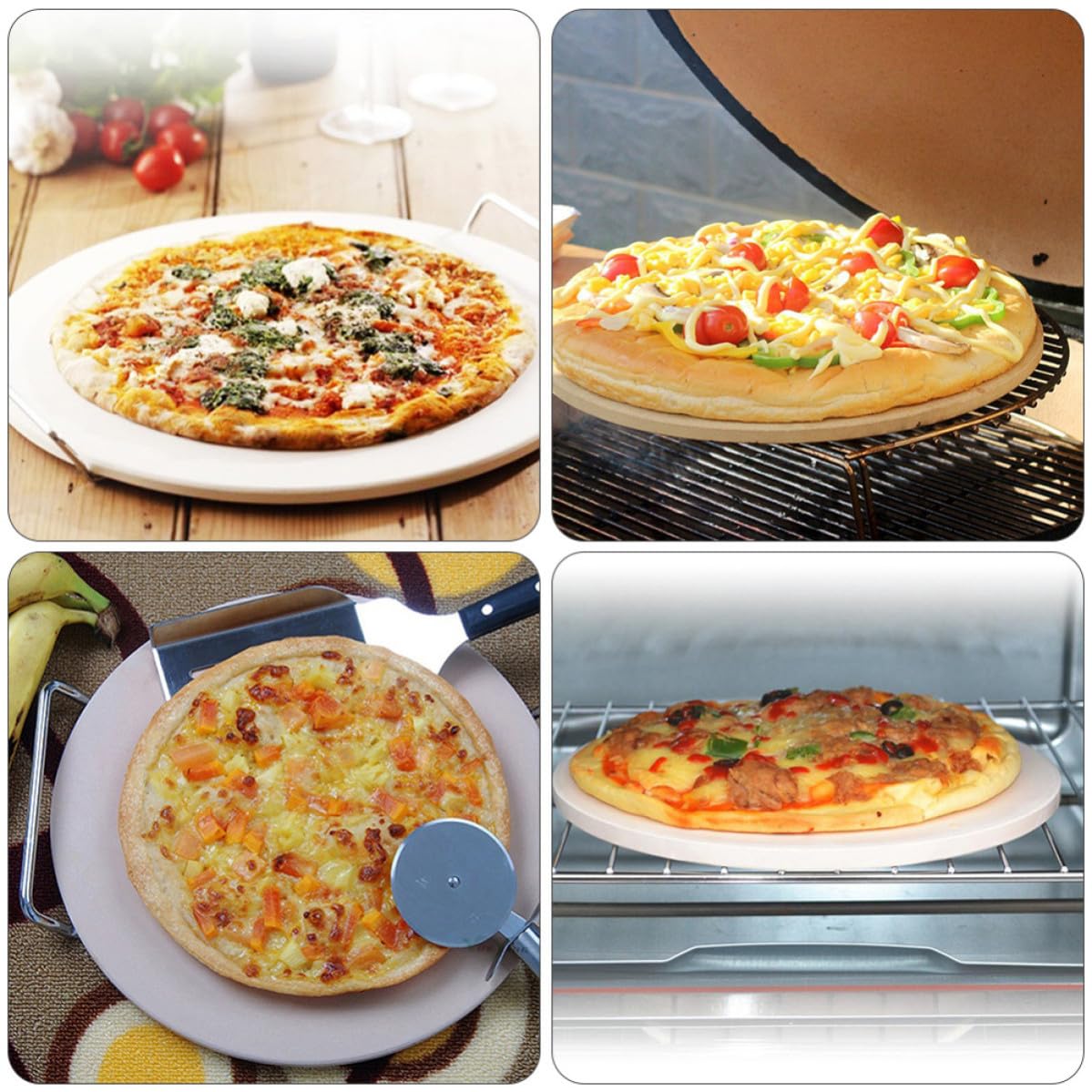 Abaodam Cordierit Pizzastein Weiß Hitzebeständig und Wasserabsorbierend Praktisches Backzubehör für Ofen und Holzkohlegrill zum Pizza Backen