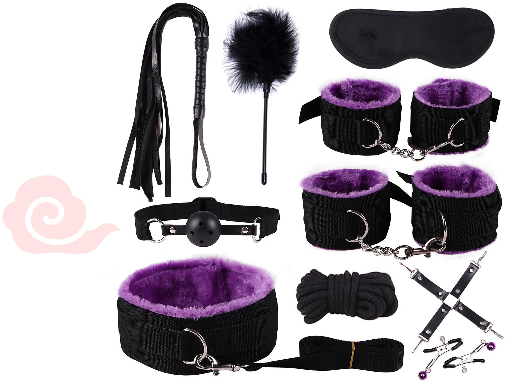 Ensemble de 10 pièces de fitness en cuir pour gym violet QATUOO