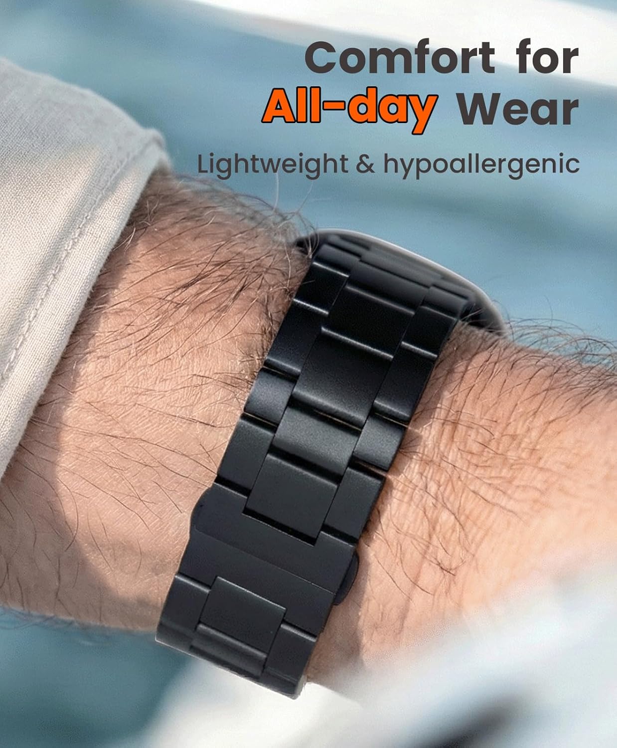 CRNS03-PRO Titanium Band for Apple Watch Ultra 3/2/1 49mm & Series 11/10 46mm, Grade 5 Titanium Watch Band for Men With Secure Butterfly Clasp, Tool Free & Anti-Scratch iWatch Metal Strap - Image 4