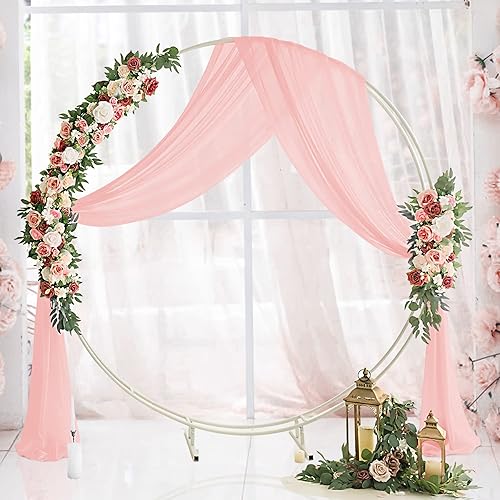 Miniatura 6 de Cortinas de arco de boda blancas de tela 2 paneles de tela para decoración de arco de madera para ceremonia de novia fiesta celebración decoración