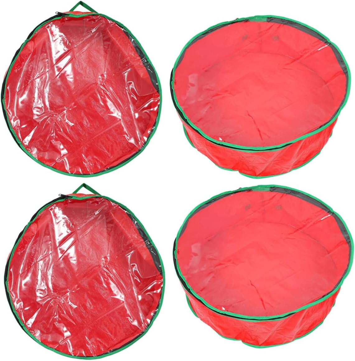 4pcs Visible Wreath Storage Bag Round Holiday Garland Organizer Capacity for Wreaths Jewelry and More Transparent Design