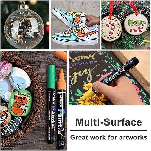 Miniatura 3 de Overseas Rotuladores de pintura roja, marcadores acrílicos permanentes, paquete de 2 unidades, a base de agua, secado rápido, marcadores de pintura