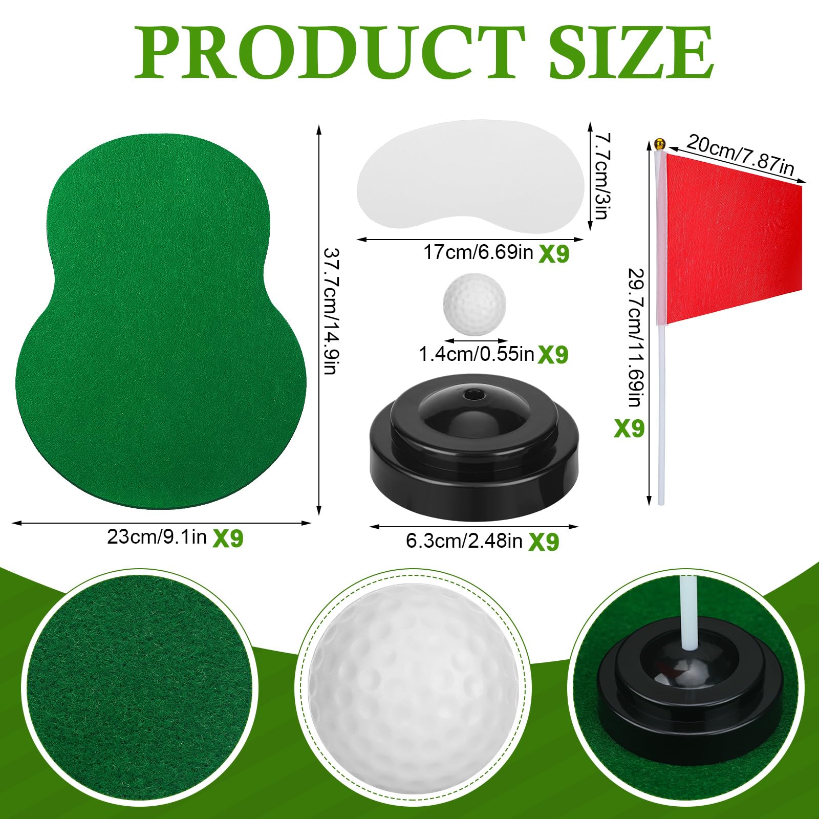 Tinideya 9 Set Golf Centerpieces Table Decorations Golf Party Supplies Including Ball Sand Trap Red Flag Plastic Flag Stand for Sport Themed Birthday Party Decor