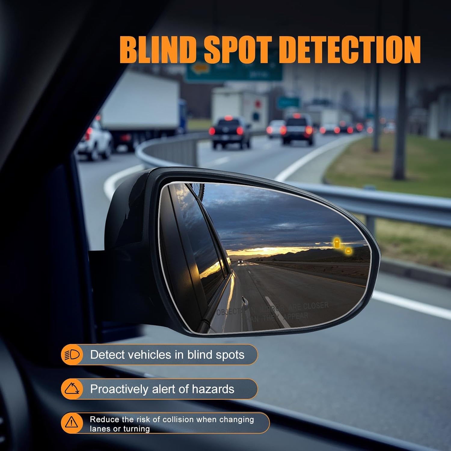 Passenger Side Mirror Replacement for 2016-2021 Hyundai Tucson, Right Rearview Door Mirror with Blind Spot and Power Heated Function, Convex Glass with ABS Backing Plate, Replaces OE 87621-D3500