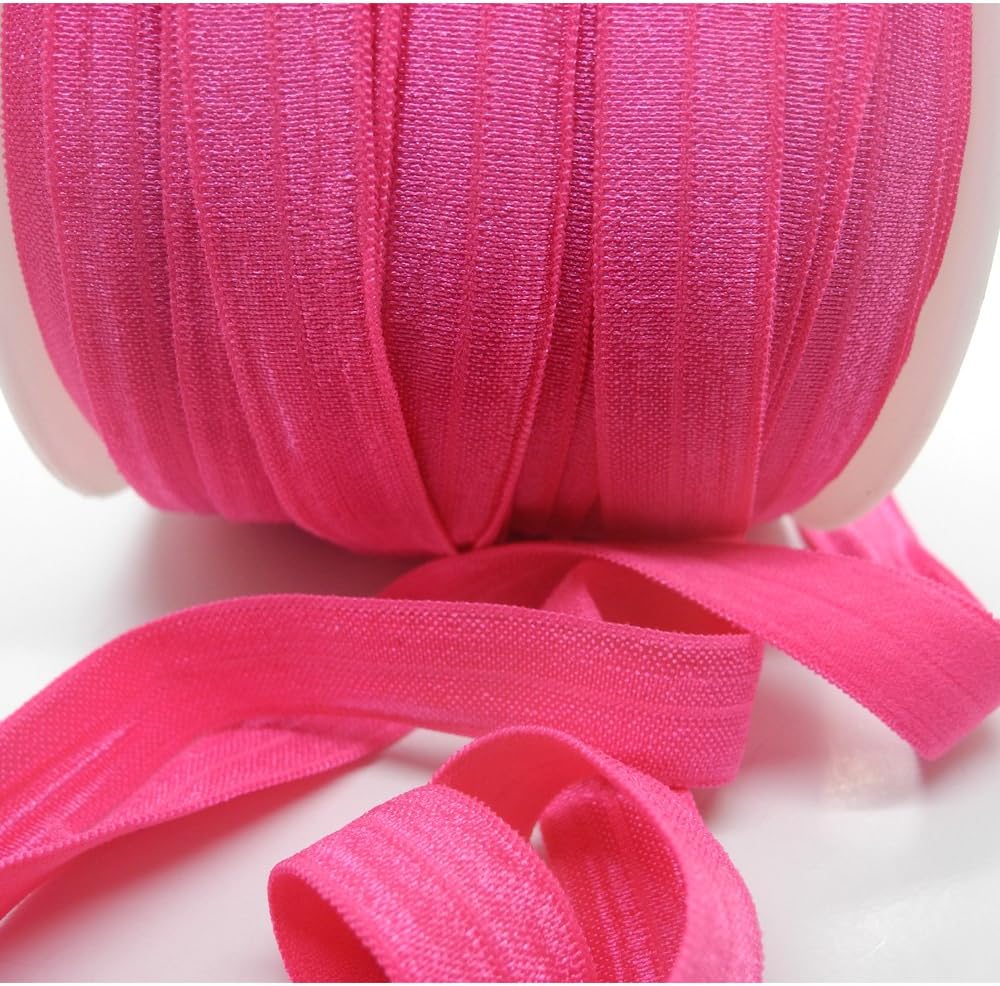 PAMIR TONG 5/8'' Fold Over Elastic FOE Headband Baby Hair Bow Soft Fold Over Elastic Binding Webbing Tape Craft Sewing Assortment Color (50 Yards Mixed)
