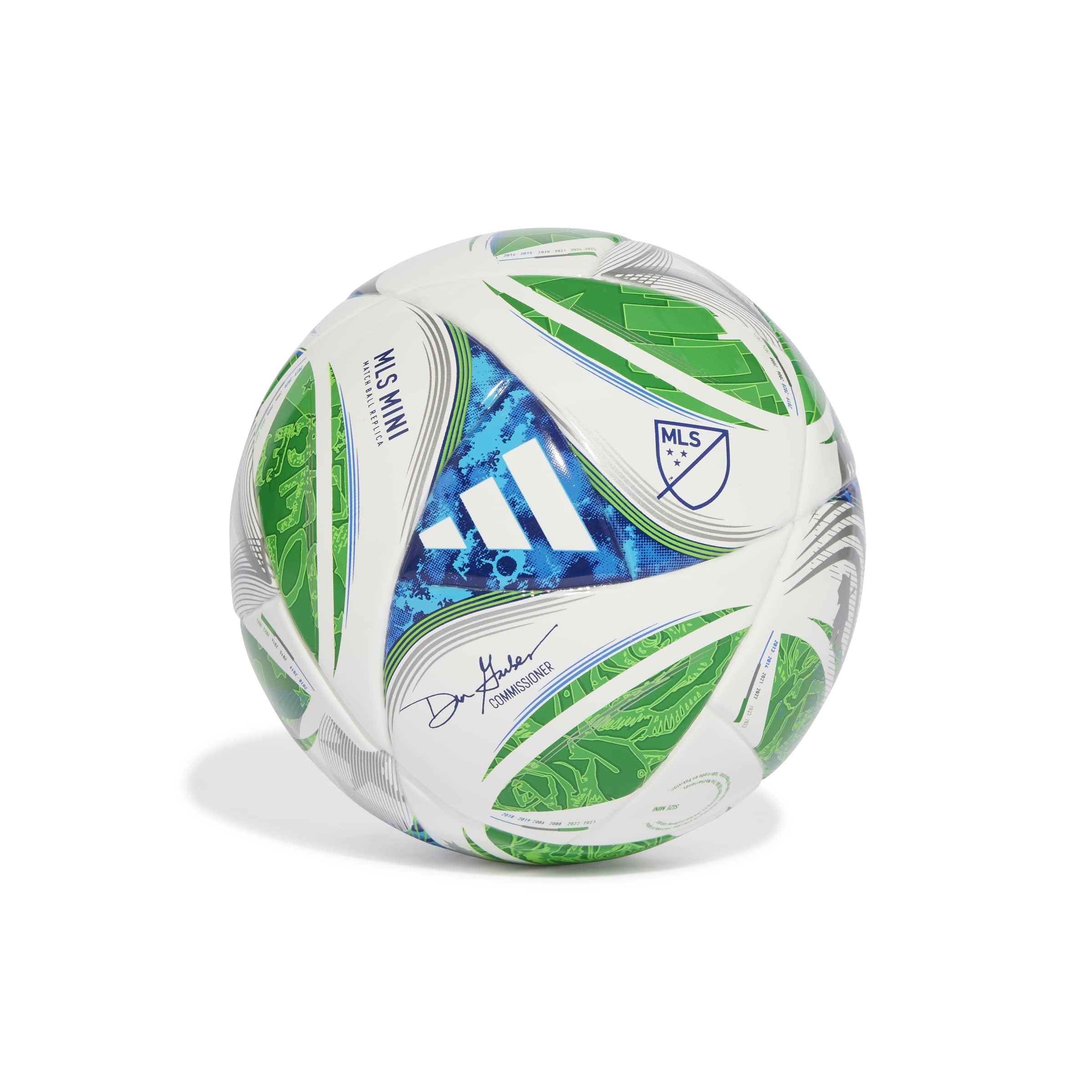 adidas Unisex-Adult MLS Mini Soccer Ball,White/Green/Glory Blue/Solar Blue,1