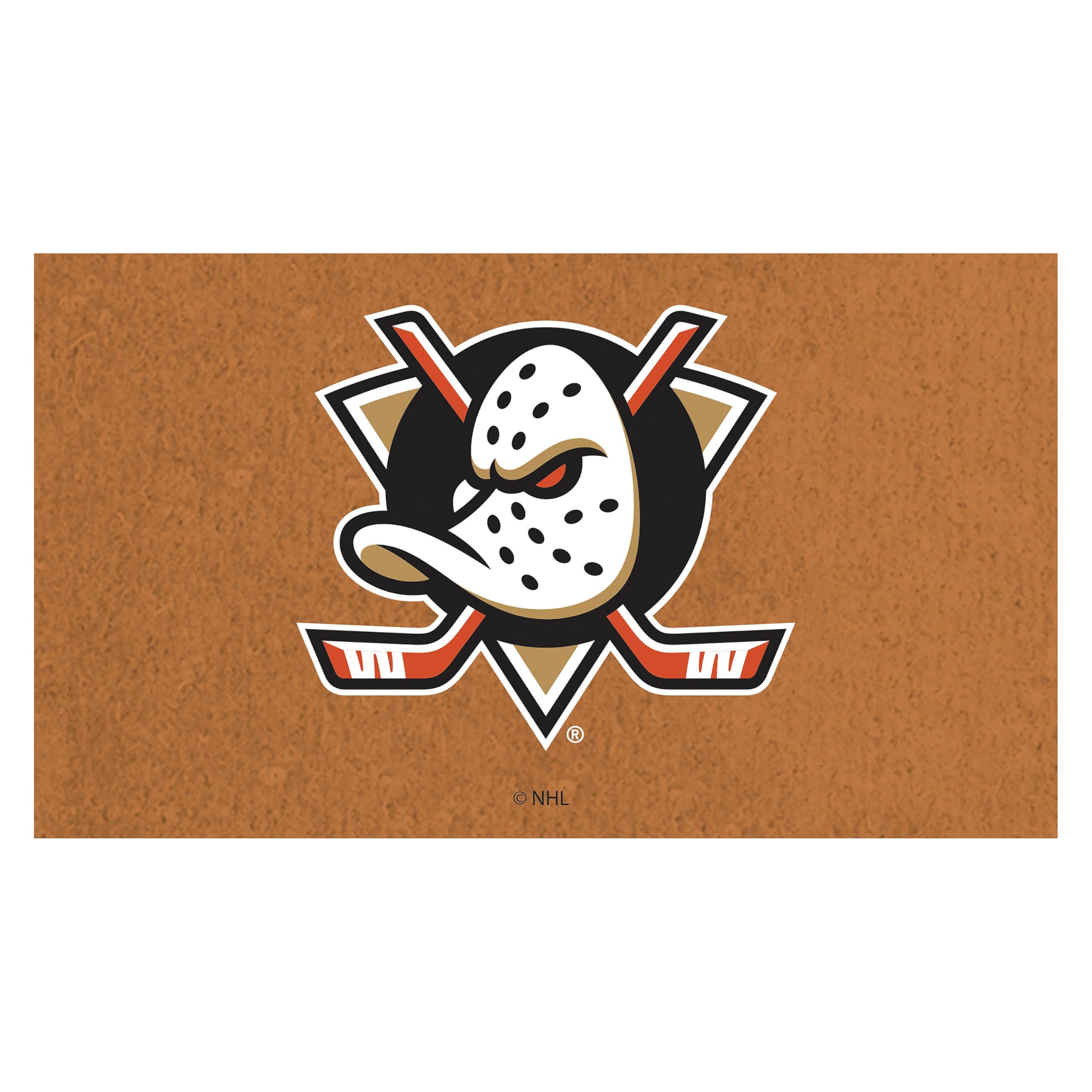 NHL Natural Coir Doormat | Official Full Color Team Logo | 28 x 16 Inches (Anaheim Ducks)