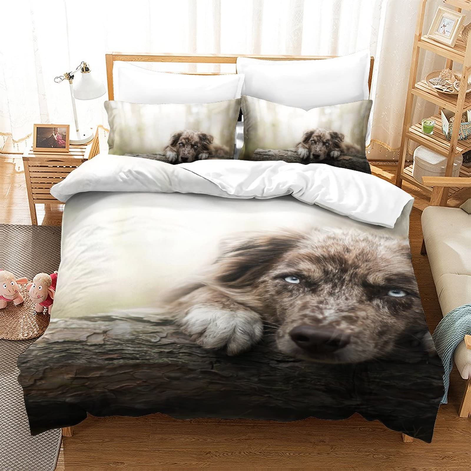 Housse couette Berger Australien 3D : cadeau idéal ado lit simple 135x200