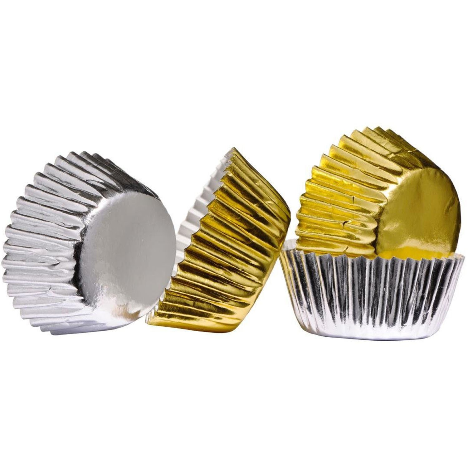 Prime Homewares Silver/Gold Pack Of 100 Mini Baking Cupcake Cases Halloween, Christmas, Party, Wedding Cupcake Cases ()