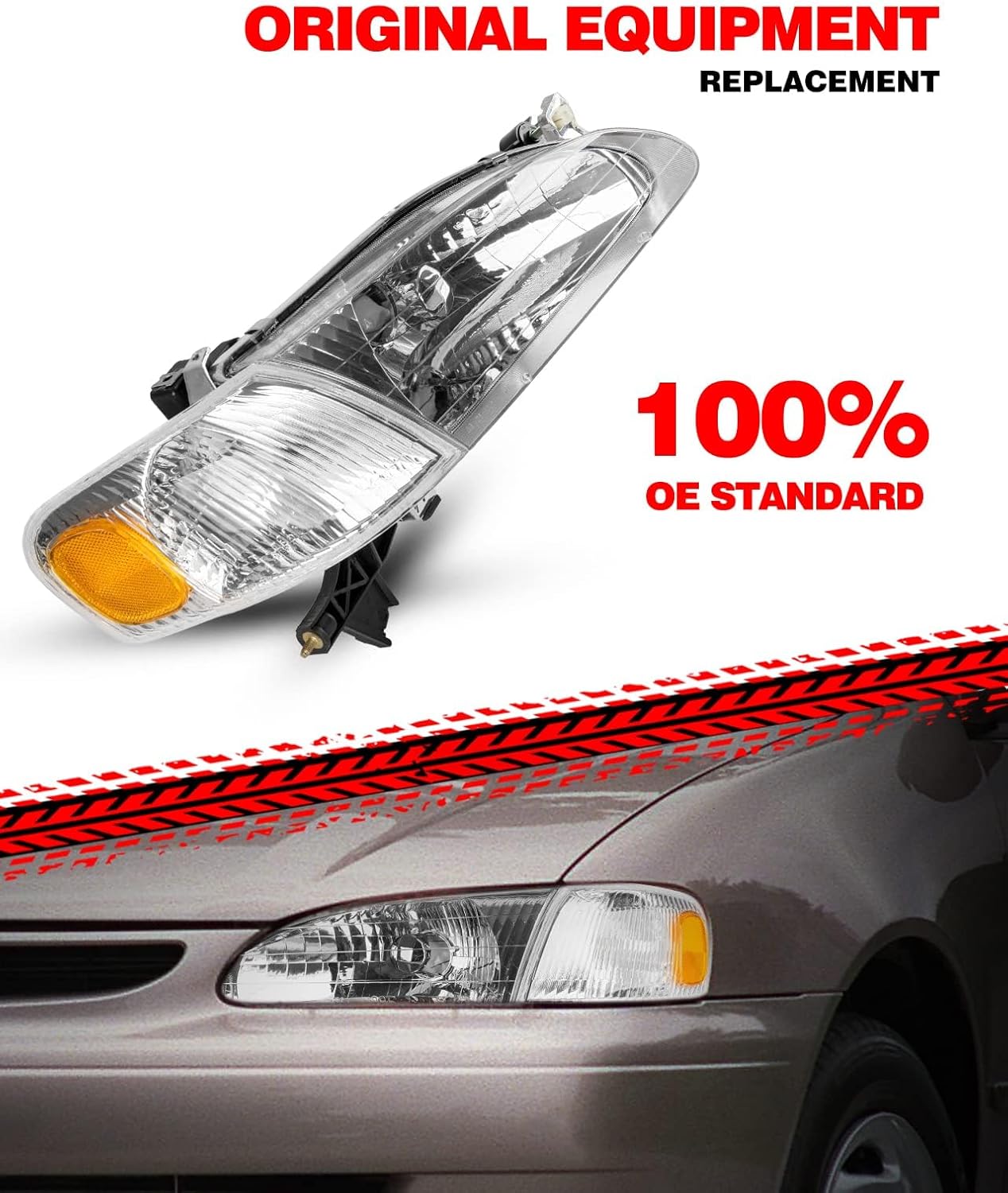 Torchbeam Headlight Assembly Compatible with Altima Sedan Projector 2013 2014 2015, AMCH Chrome Housing Amber Driver and Passenger Side