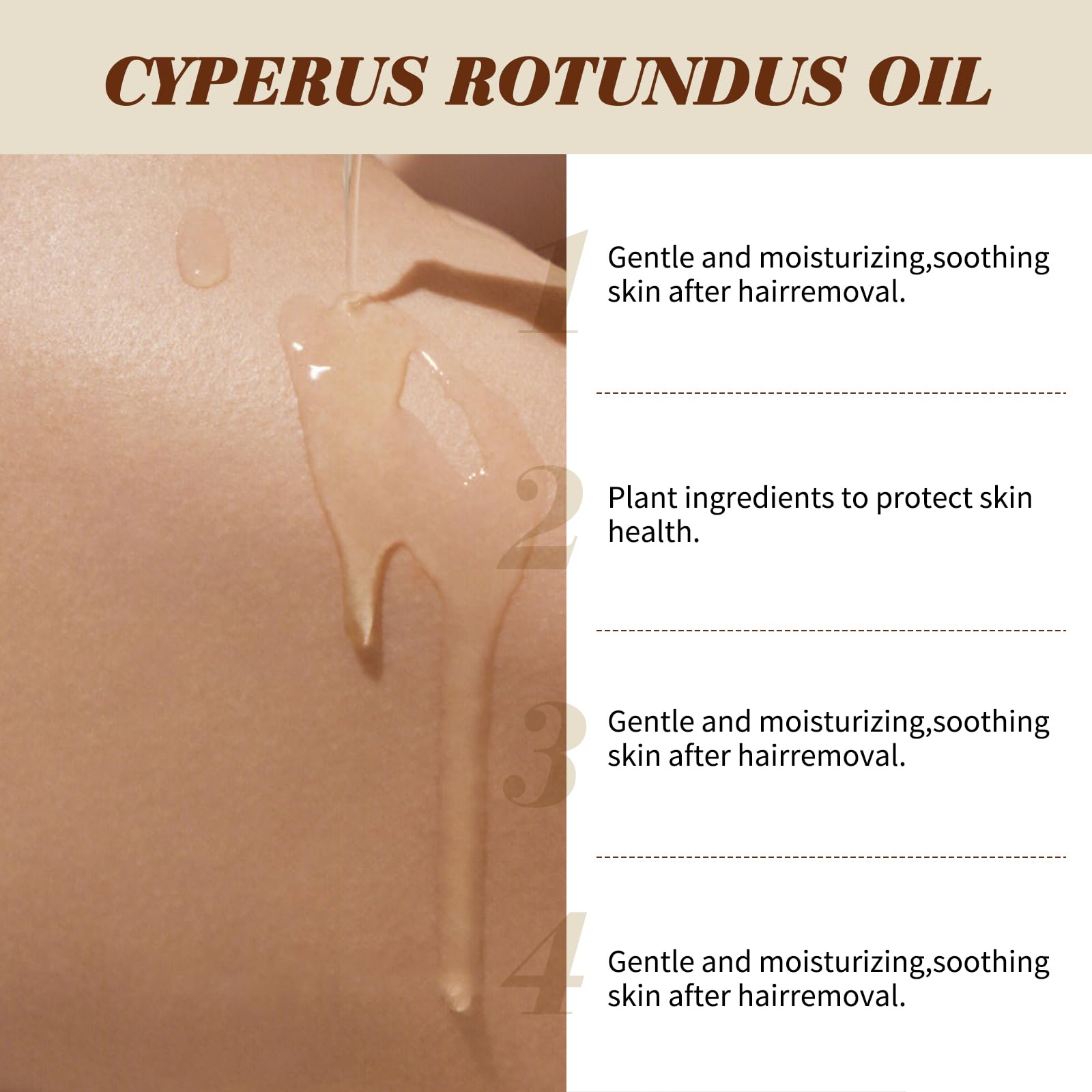 Cyperus Rotundus Oil 2 Pcs Huile Végétale pour Épilation Huile Végétale Huile Cyperus Biologique Livré avec 2 Compte-Gouttes et 2 Grattoirs D'épilation pour Réduire Croissance des Poils Sur Corps