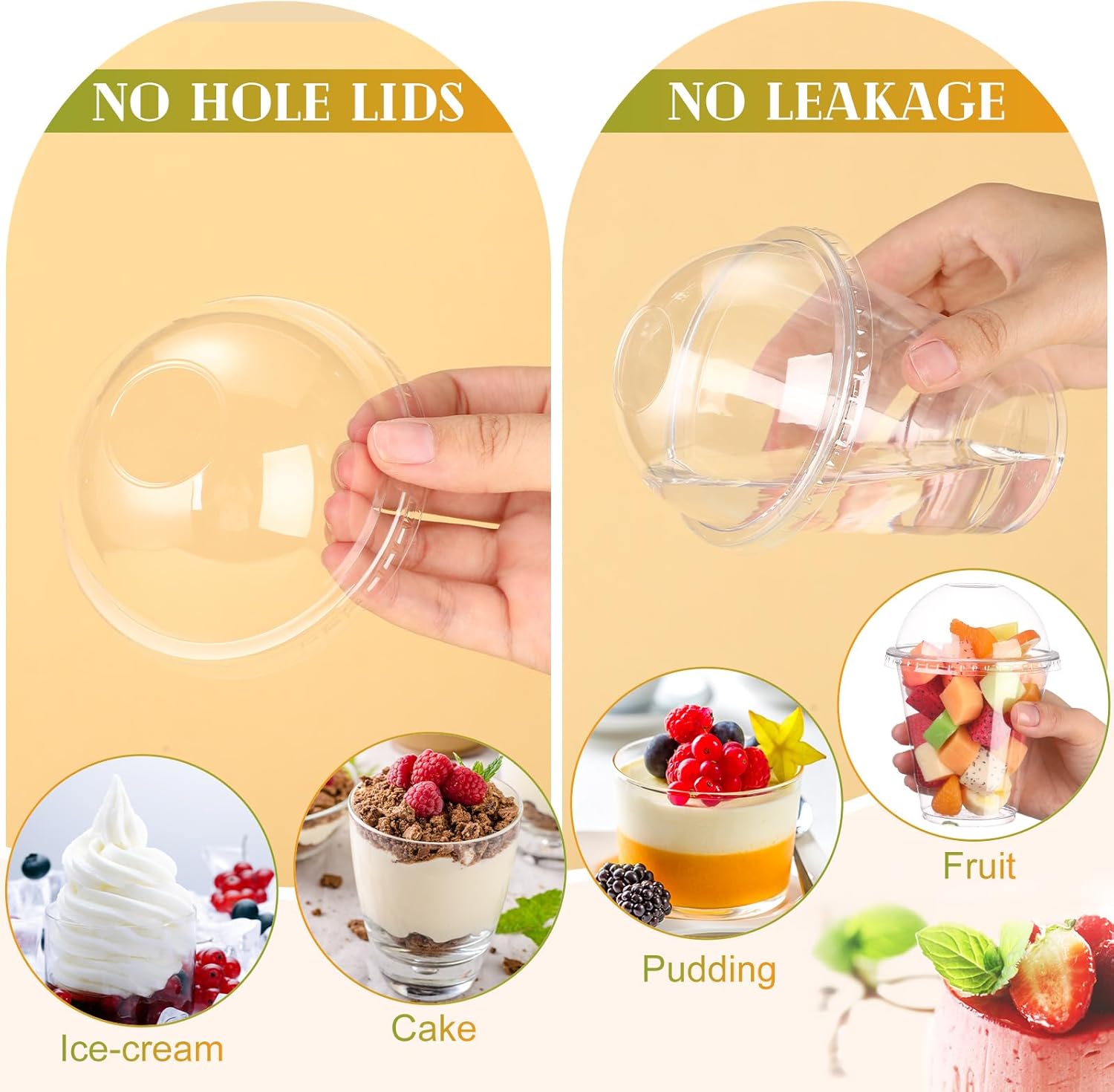 200 Pack Clear Plastic Cups 12 oz Dessert Yogurt Parfait Banana Pudding Pet Disposable Cups with 200 Pcs Sporks for Fruit Ice Cream Party