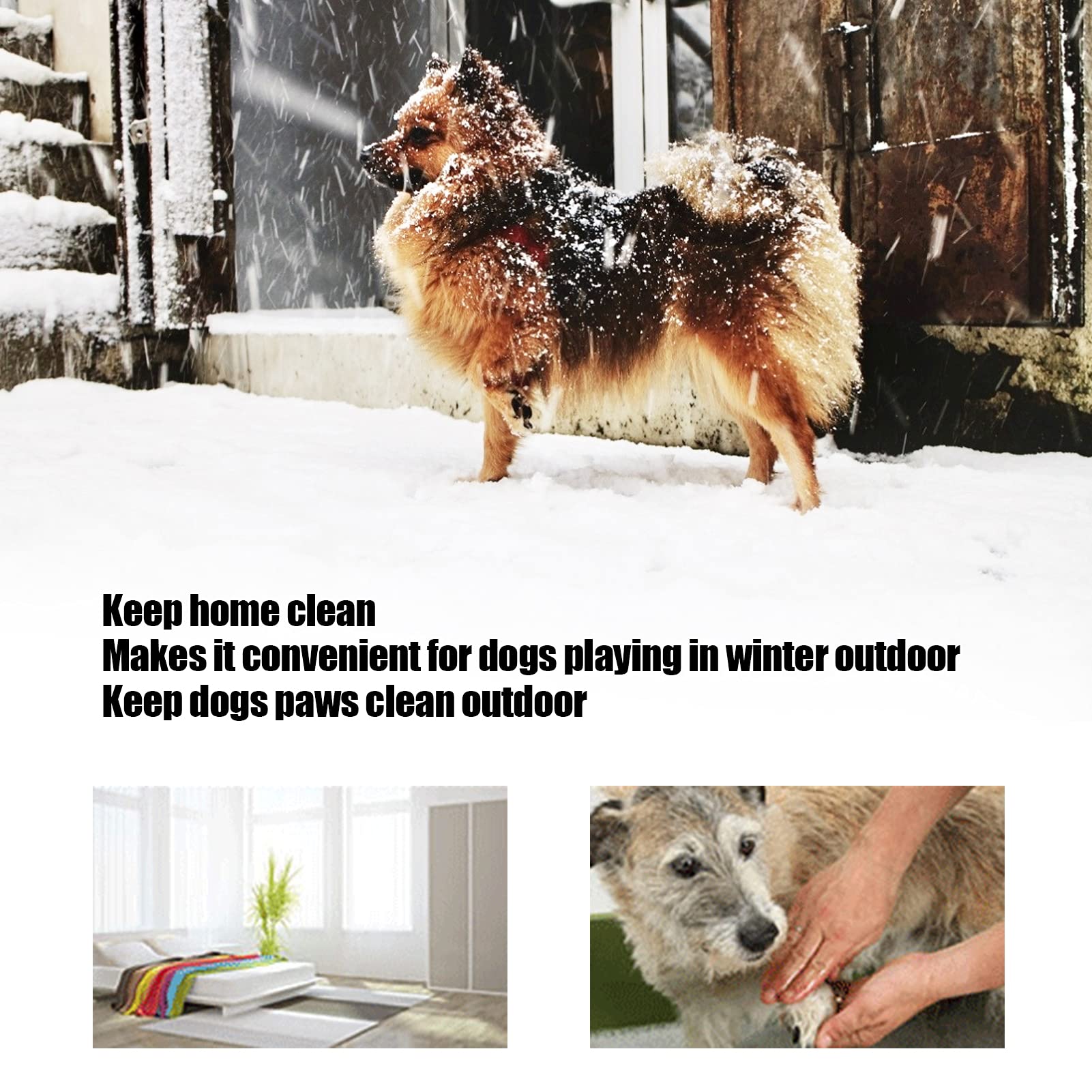 Natudeco 4Pcs Winter Dog Boots Outdoor Pet Paw Protector with Hook Loop Closure Winter Warm Dog Shoes for Small Medium Large Size Dogs(Size 5)