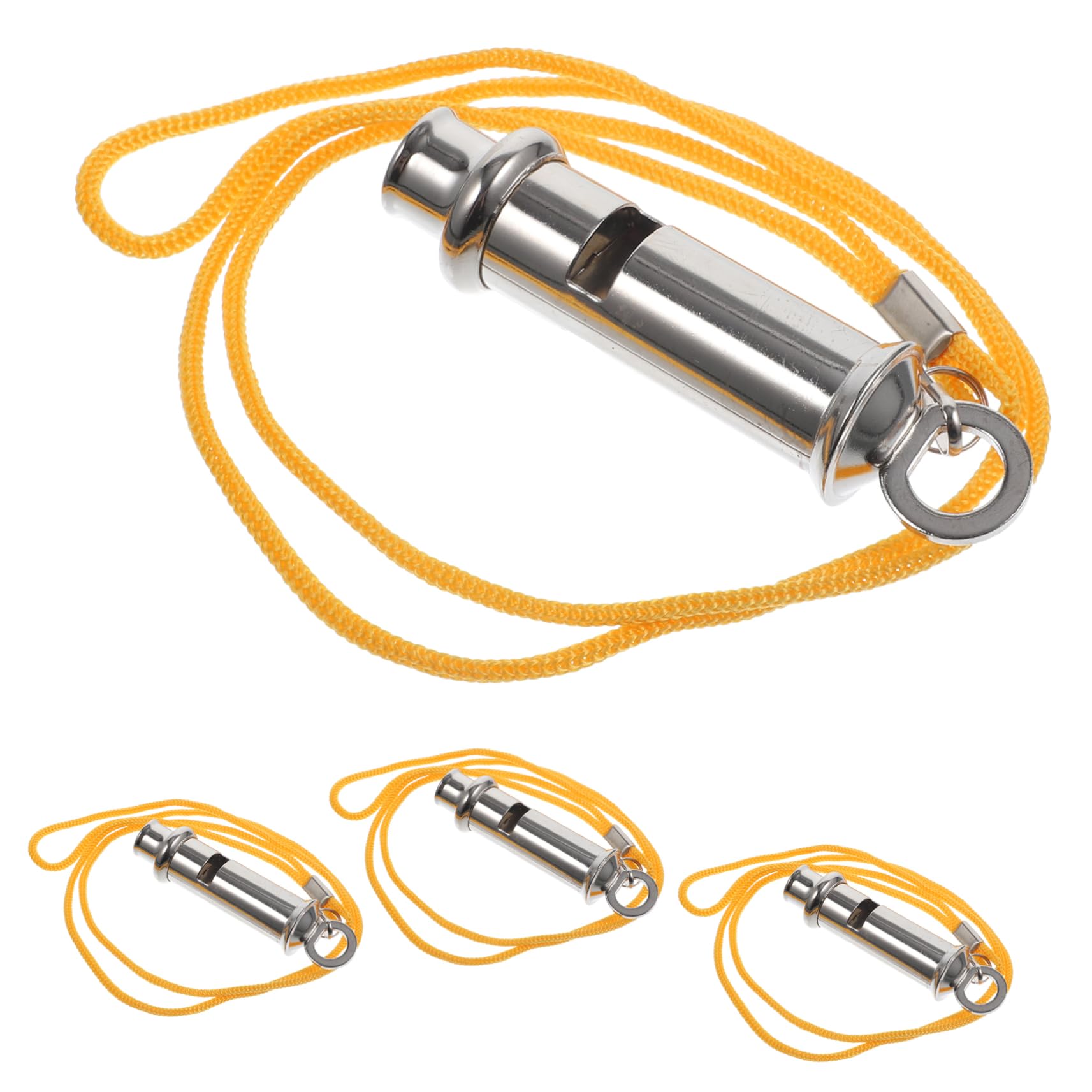 Gogogmee 4Pcs Stainless Steel Sports Whistles for Referees and Loud Sound Emergency Whistle Durable Design for Outdoor Training Lifeguard and School Use