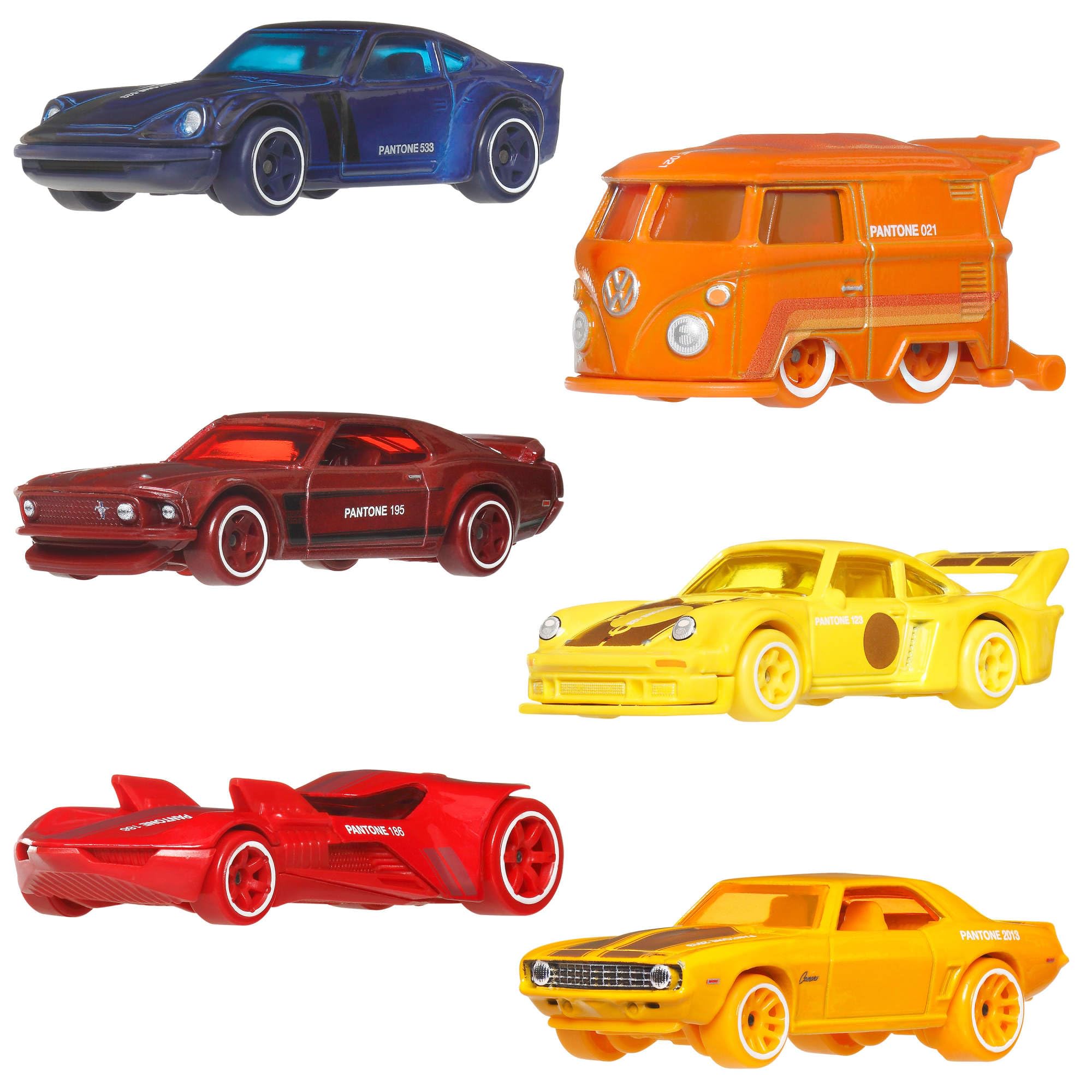 Hot Wheels Silver Series - Multi-Pack Veicoli Pantone, macchinine da collezione in scala 1:64, declinate in un'iconica colorazione Pantone e con confenzione artistica, JNK94