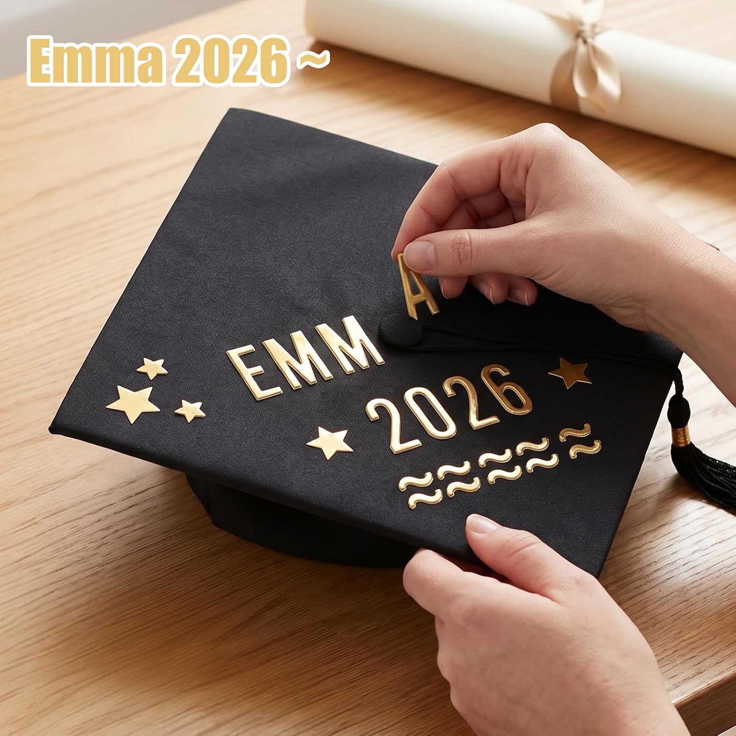 6 Sheets 280＋Stick on Letters and Numbers Stickers Gold Puffy | Waterproof 3D Alphabet Stickers Golden Foam Number Sticker for Poster Scrapbooking Sign Graduation Cap Gifts Decor DIY