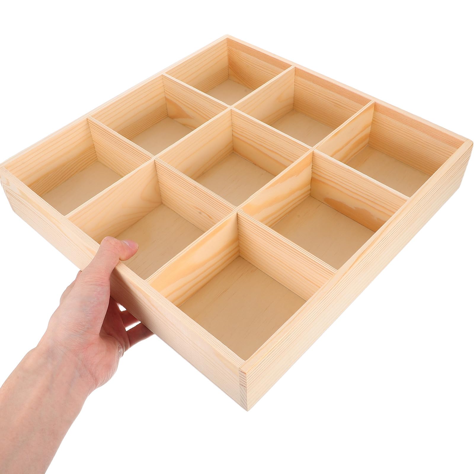 Homoyoyo Organizador de Cajones de Madera Natural 9 Compartimentos Caja de Almacenamiento para Calcetines y Ropa Interior Organizador Multifuncional para Armario y Dormitorio Ahorro de
