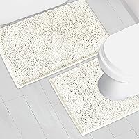 Vista 42 de Alfombras de baño de chenilla, juego de 2 piezas, superabsorbente, con fuerte respaldo antideslizante de PVC, alfombras de baño para el baño