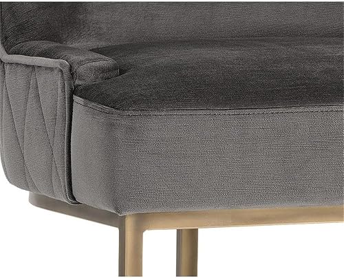 Miniatura 4 de MAKLAINE Silla de comedor de tela de transición de 185 pulgadas en gris juego de 2