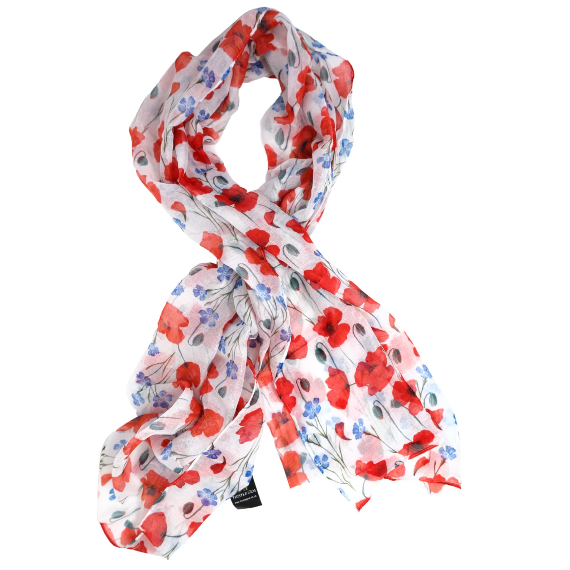 Thistle Gem Poppy Scarf Remembrance Day (White), One Size