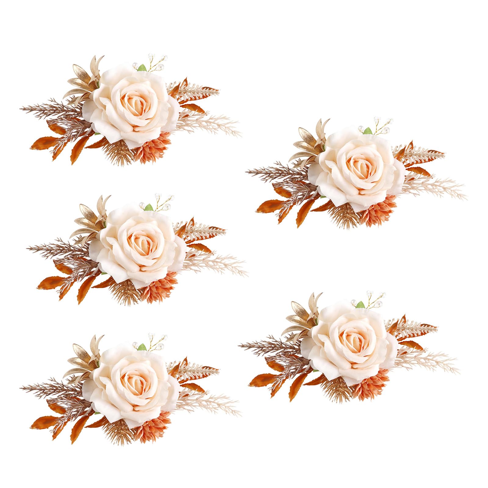 Buxuaaaa Delicate Flower Corsage and Bracelets Luxurious Wedding Flowers Corsage and Wristlet Flower Decoration for Ceremony Prom Wrist Flowers