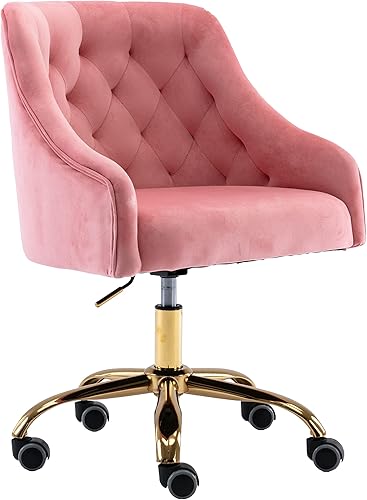 Miniatura 25 de ZOBIDO Cómoda silla de trabajo para la oficina en casa con ruedas, bonita y moderna tapizada de terciopelo con respaldo de concha, silla de