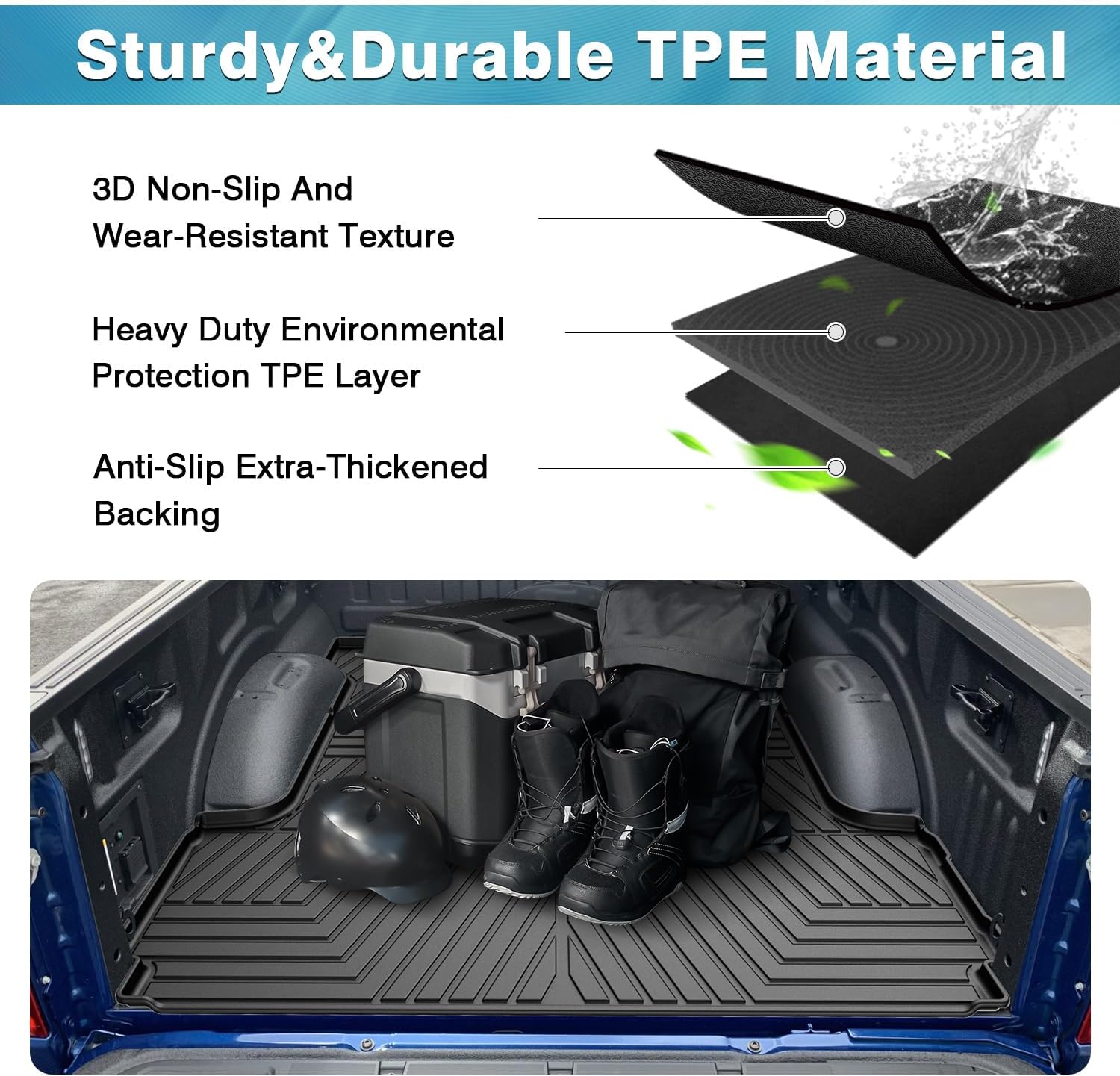Mixsuper Bed Mat for Ford F-150 2015-2025 Only for 5.5 Ft Bed All Weather Cargo Bed Liner for F150 Accessories Black