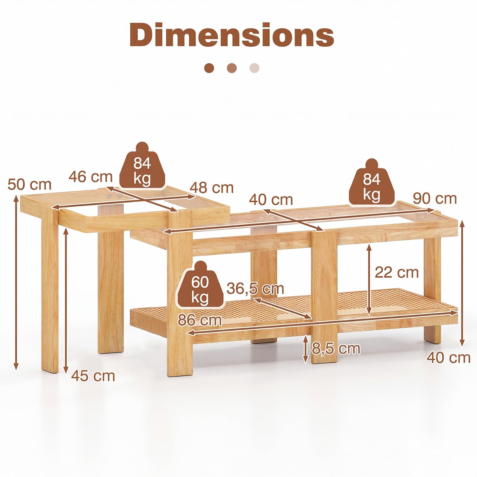 COSTWAY Tables Basses Gigognes en Verre et Bois, Table Basse Transparente