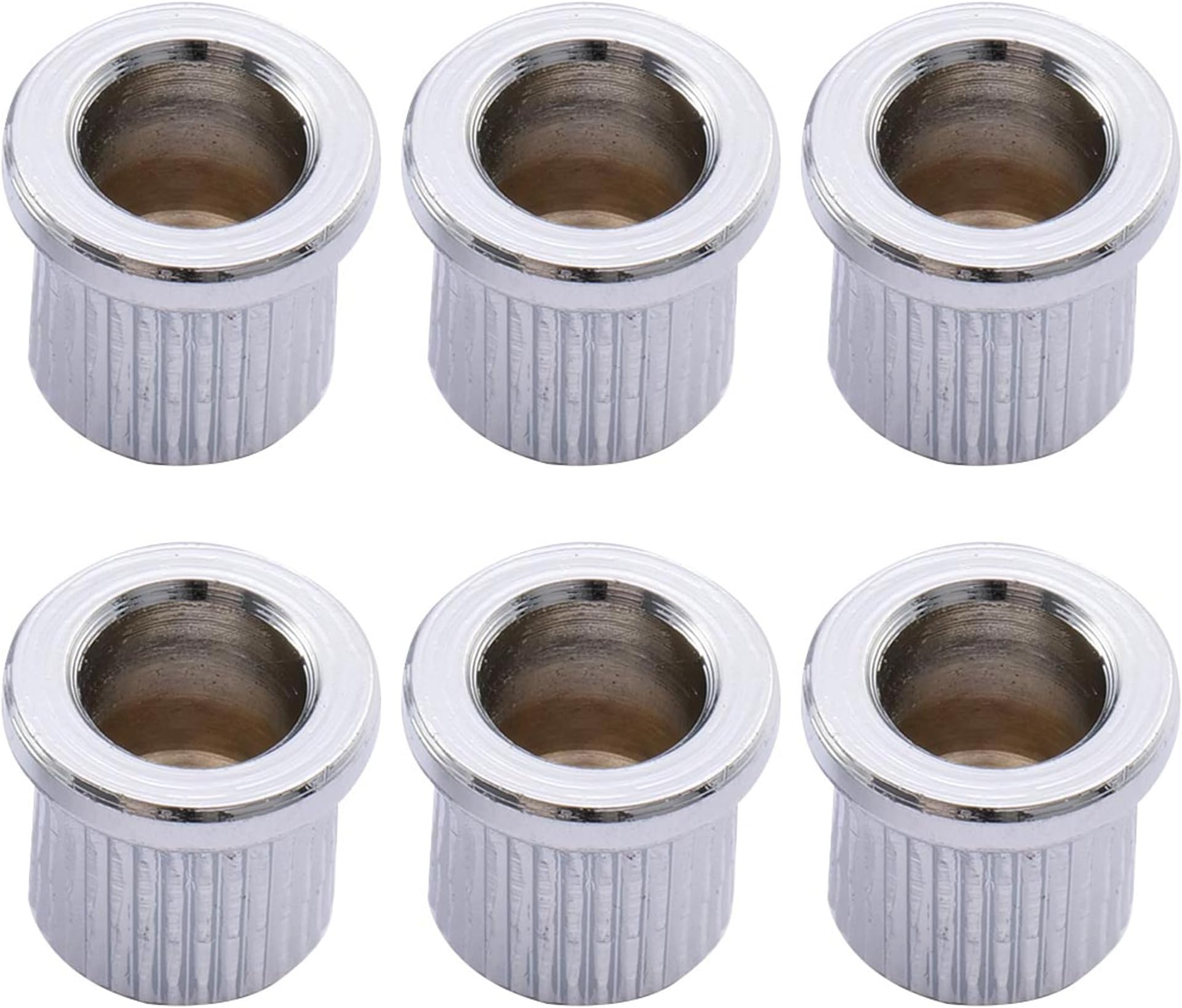 Pro Big Lip Style Guitar String Ferrules String Through Body for Tele Telecaster/Hardtail Strat Style Electric Guitar, Chrome (Set of 6)