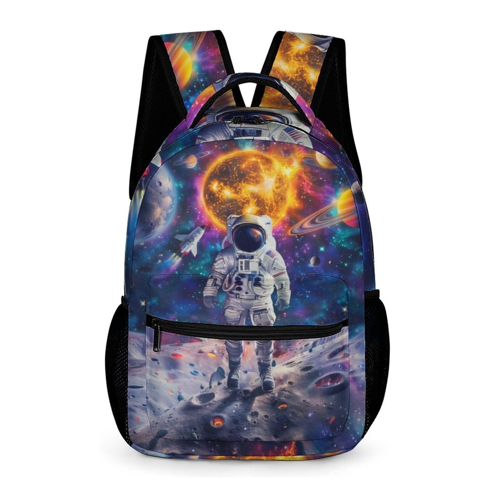GNEW Space Astronaut Backpack for Boys Space Planet Rocket Solar System Galaxy Starry Stars Backpack Kids Space Backpack