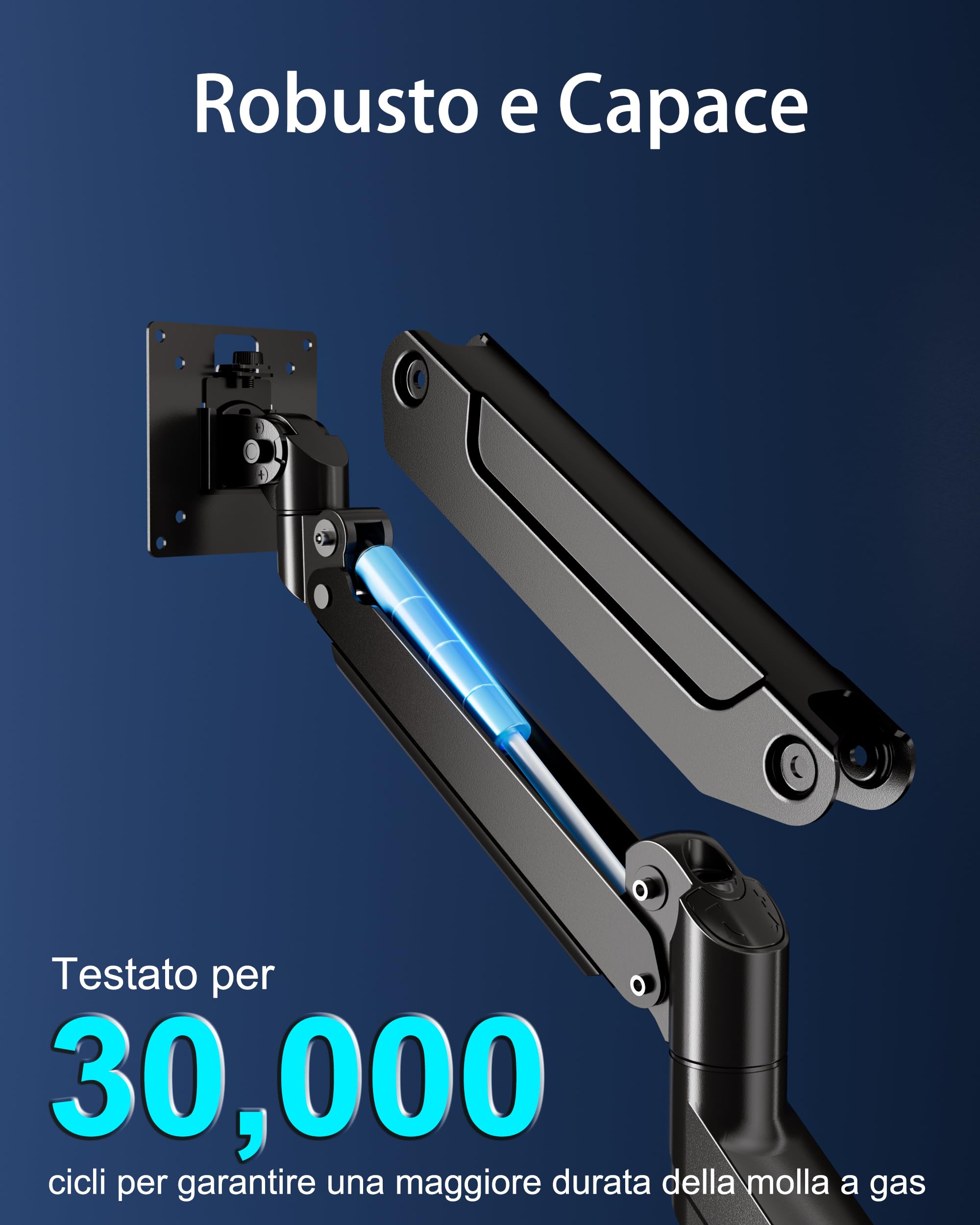 Supporto per monitor EP Gear da 17-49 pollici per schermi fino a 20 kg, braccio per monitor curvo ultrawide per impieghi gravosi, supporto per scrivania singolo regolabile, VESA 75x75 mm/100x100 mm