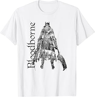Bloodborne Hunter Silhouette with Logo Dark Video Game T-Shirt