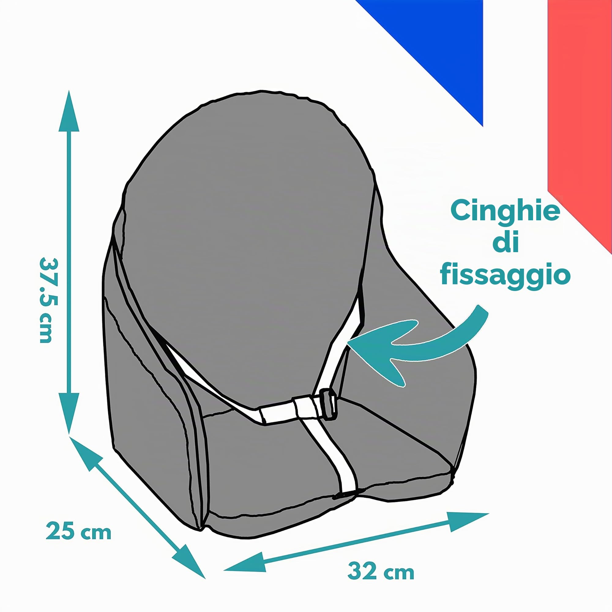 Looping Cuscino per seggiolone in PVC | Impermeabile, con cinghie, Made in France | Coniglio