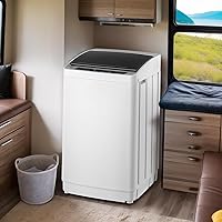 Vista 8 de ROVSUN Lavadora portátil de 17.8 libras, máquina de lavandería eléctrica completamente automática con tambor de acero inoxidable, lavadora compacta