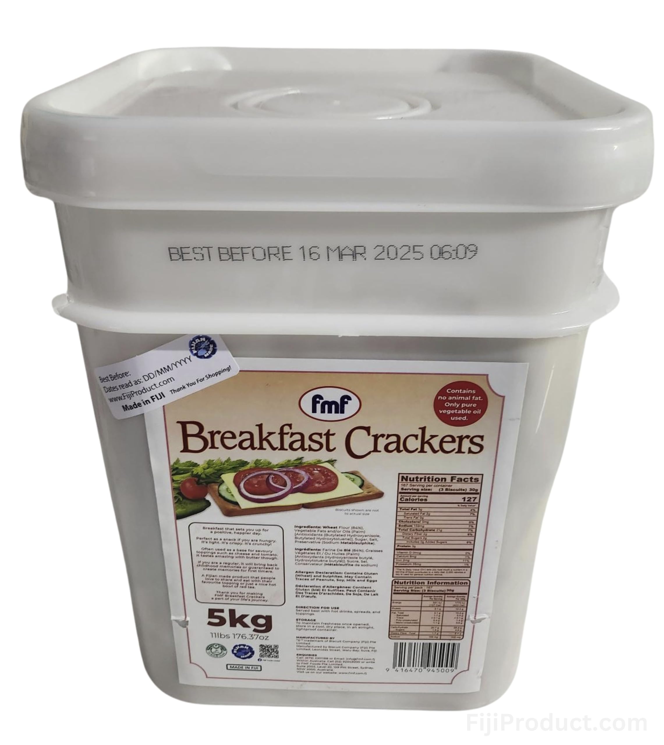 FIJI - Finest Breakfast Crackers, Light & Crunchy Biscuit Snack (5 KG) Delicious Combinations with Tea or Morning Coffee... Imported from FIJI