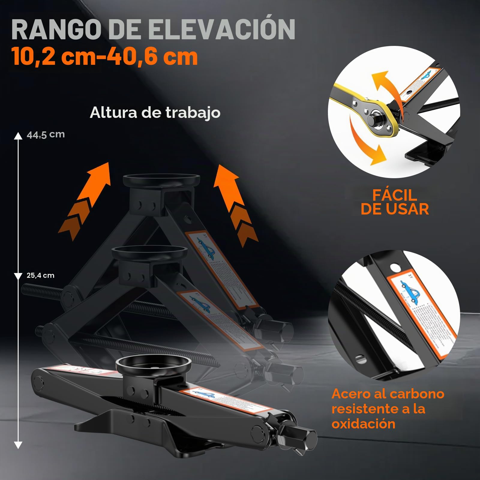 IMAYCC Universal Gato para Coche 3T/3000kg, con 2 Piezas Bloque de Goma, Evita Rayaduras en el Vehículo,Gato de Coche portátil con Llave de Tuercas de Rueda,Herramientas de emergencia para automóviles