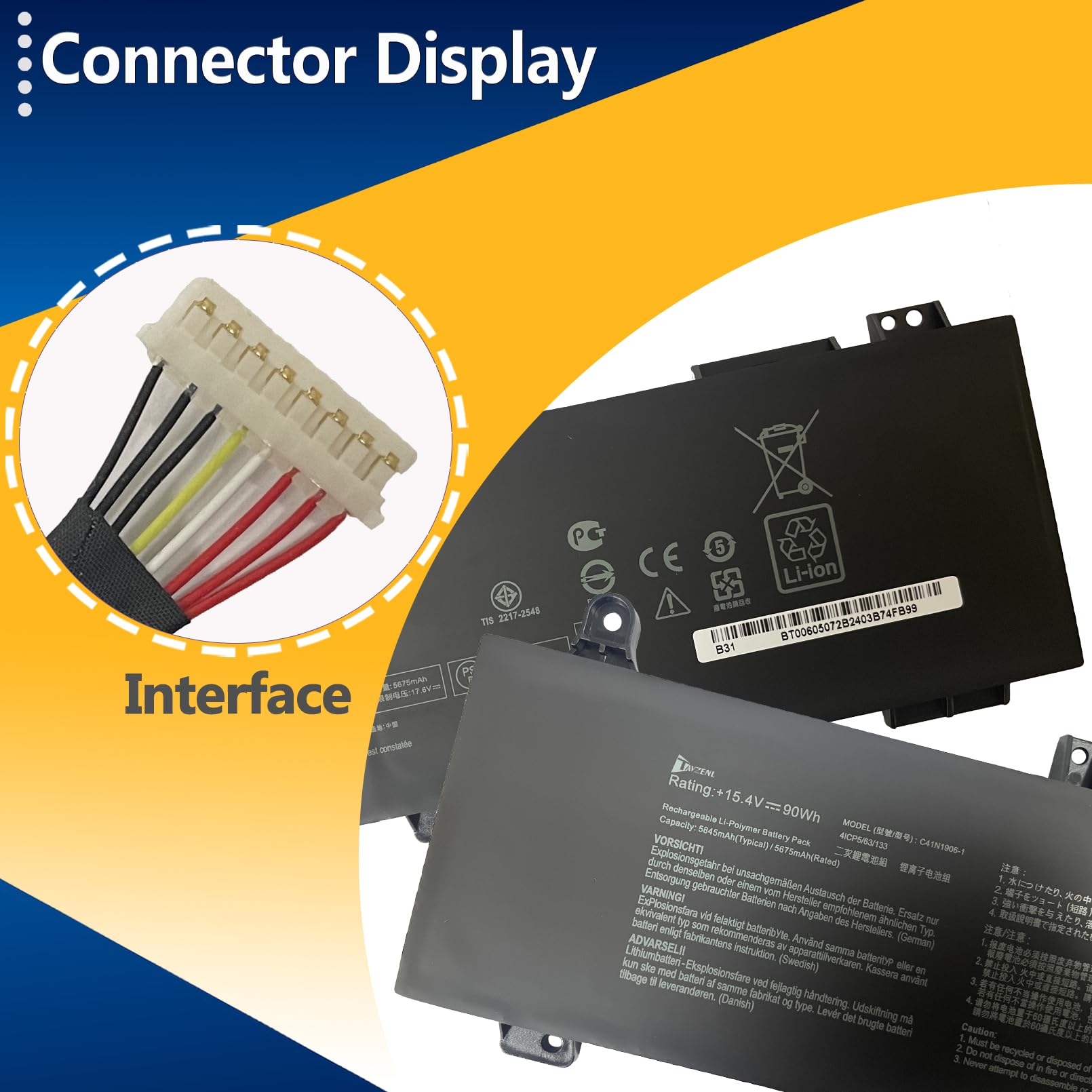 Amazon.com: TAVZENL C41N1906-1 Battery Replacement for Asus TUF