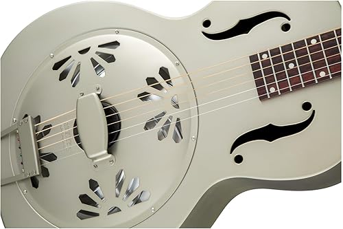 Miniatura 6 de Gretsch G9201 Honey Dipper - Guitarra resonadora de 6 cuerdas con diapasón de latón y diapasón Padauk (diestro, techo de casa con bomba desgastada)